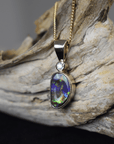 Harlequin Australian Boulder Opal Gold Pendant yellow gold 18k with Diamond