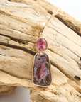 Pink Boulder Opal and Pink Sapphire 18K Gold Pendant
