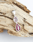 Pink Spinel and Tourmaline Silver Pendant