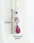 Pink Spinel and Tourmaline Silver Pendant measurements