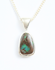 Pinfire Green Boulder Opal Silver Pendant