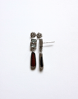 Boulder Opal and Aquamarine Double Drop Silver Earrings