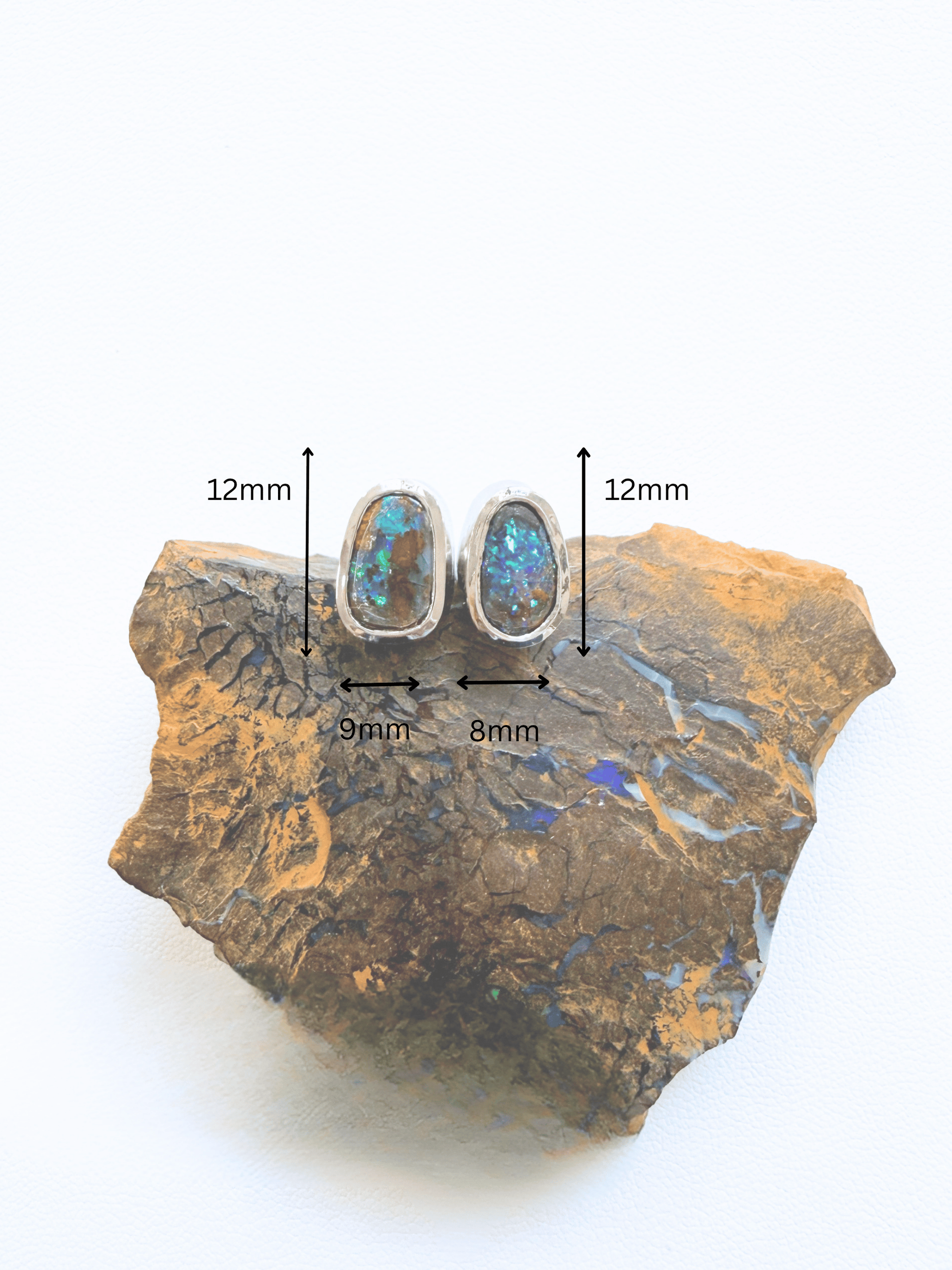 Boulder Opal Oval Silver Stud Earrings