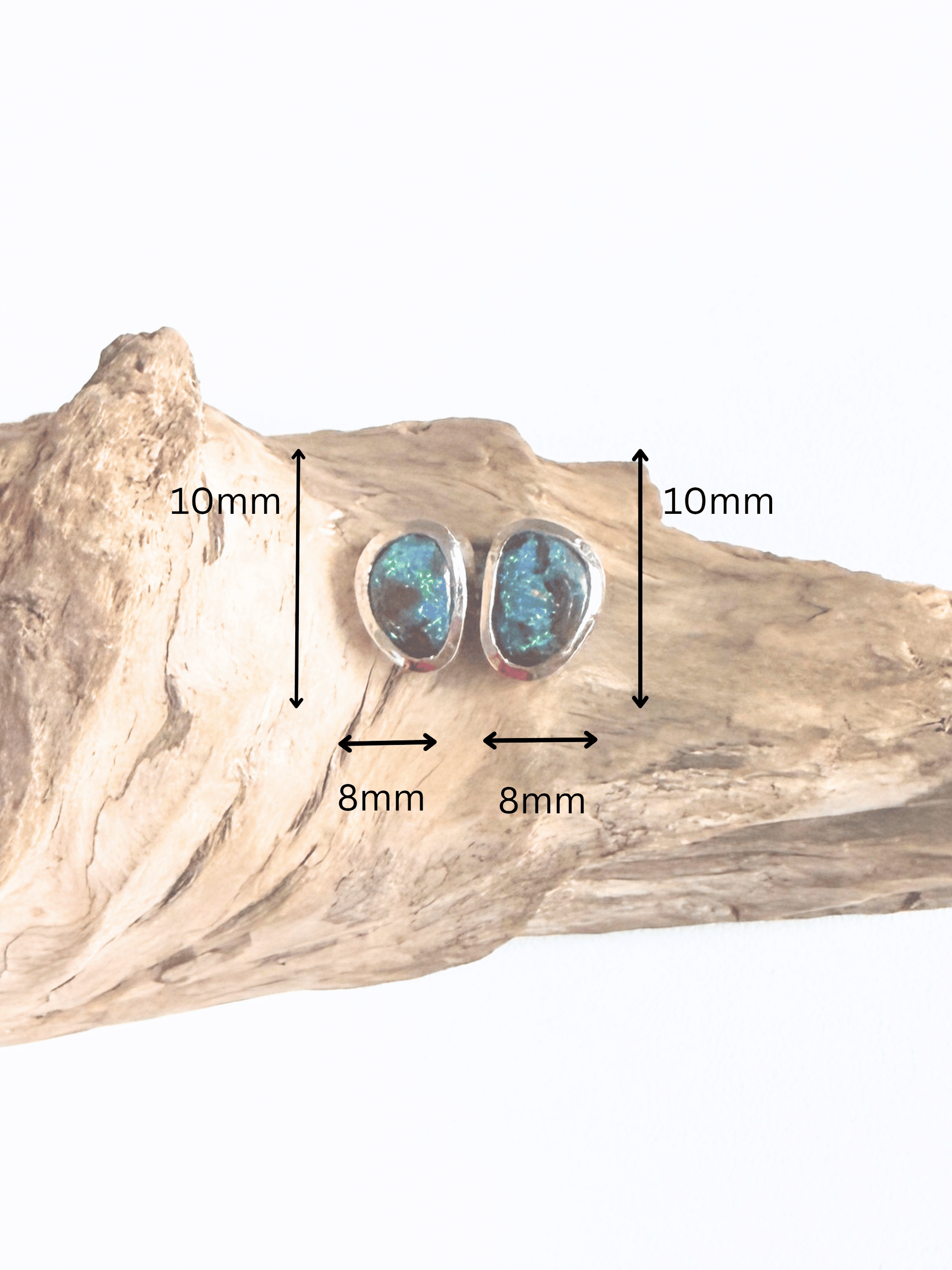 Boulder Opal Green Teardrop Silver Stud Earrings