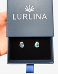 Boulder Opal Green Teardrop Silver Stud Earrings