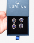 Boulder Opal Blue Double Drop Silver Earrings