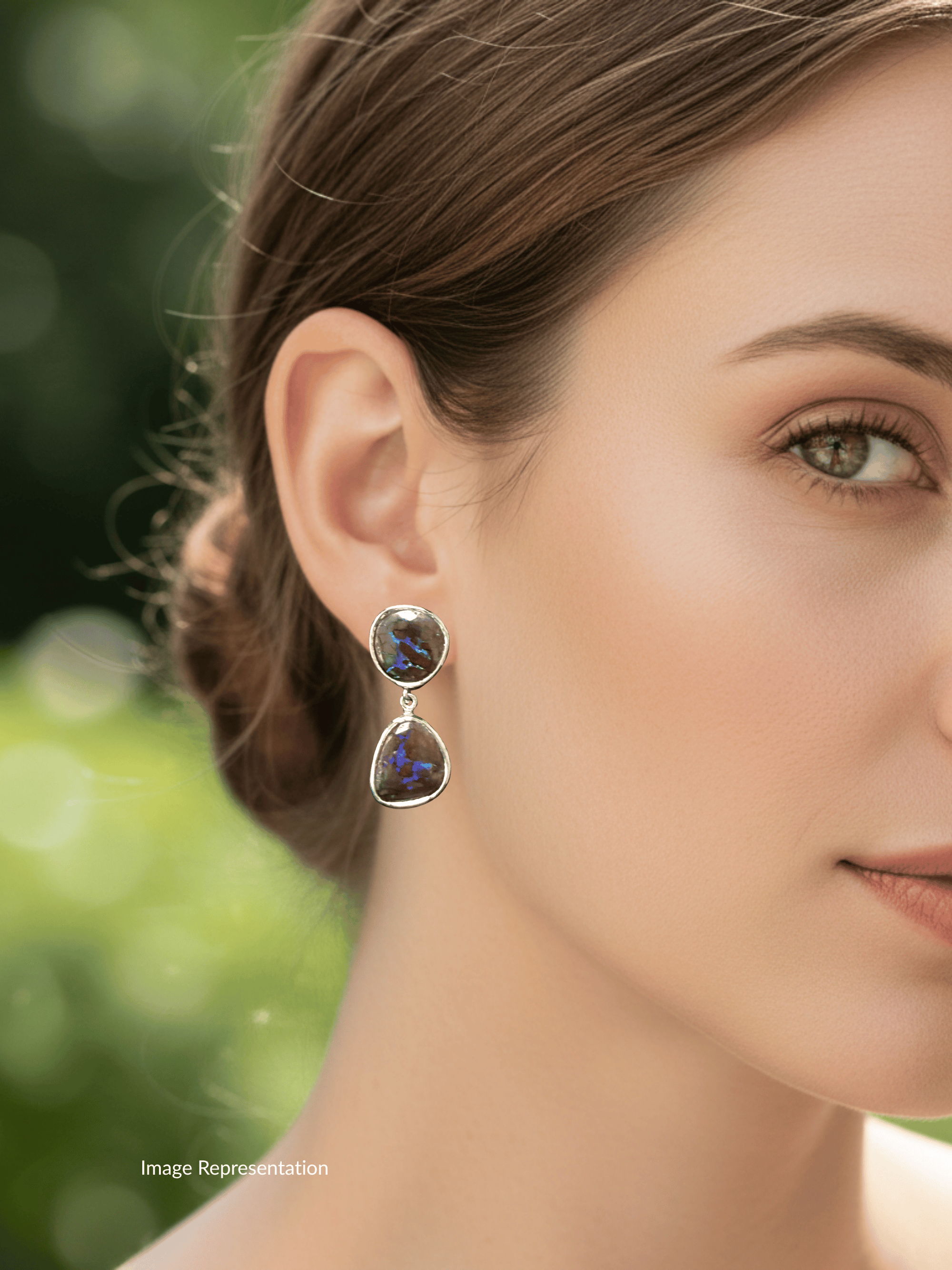 Boulder Opal Blue Double Drop Silver Earrings