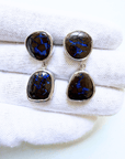 Boulder Opal Blue Double Drop Silver Earrings