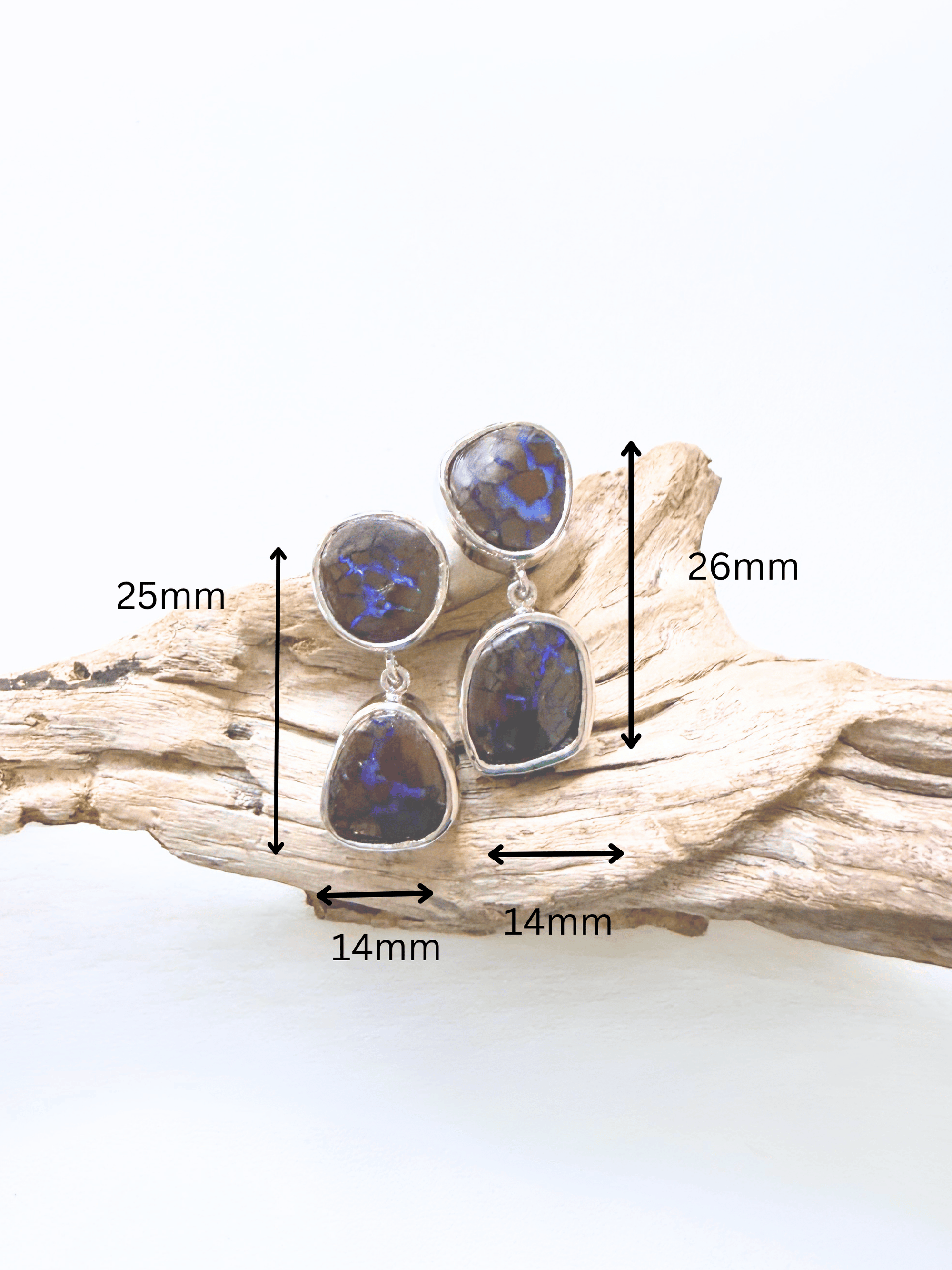 Boulder Opal Blue Double Drop Silver Earrings