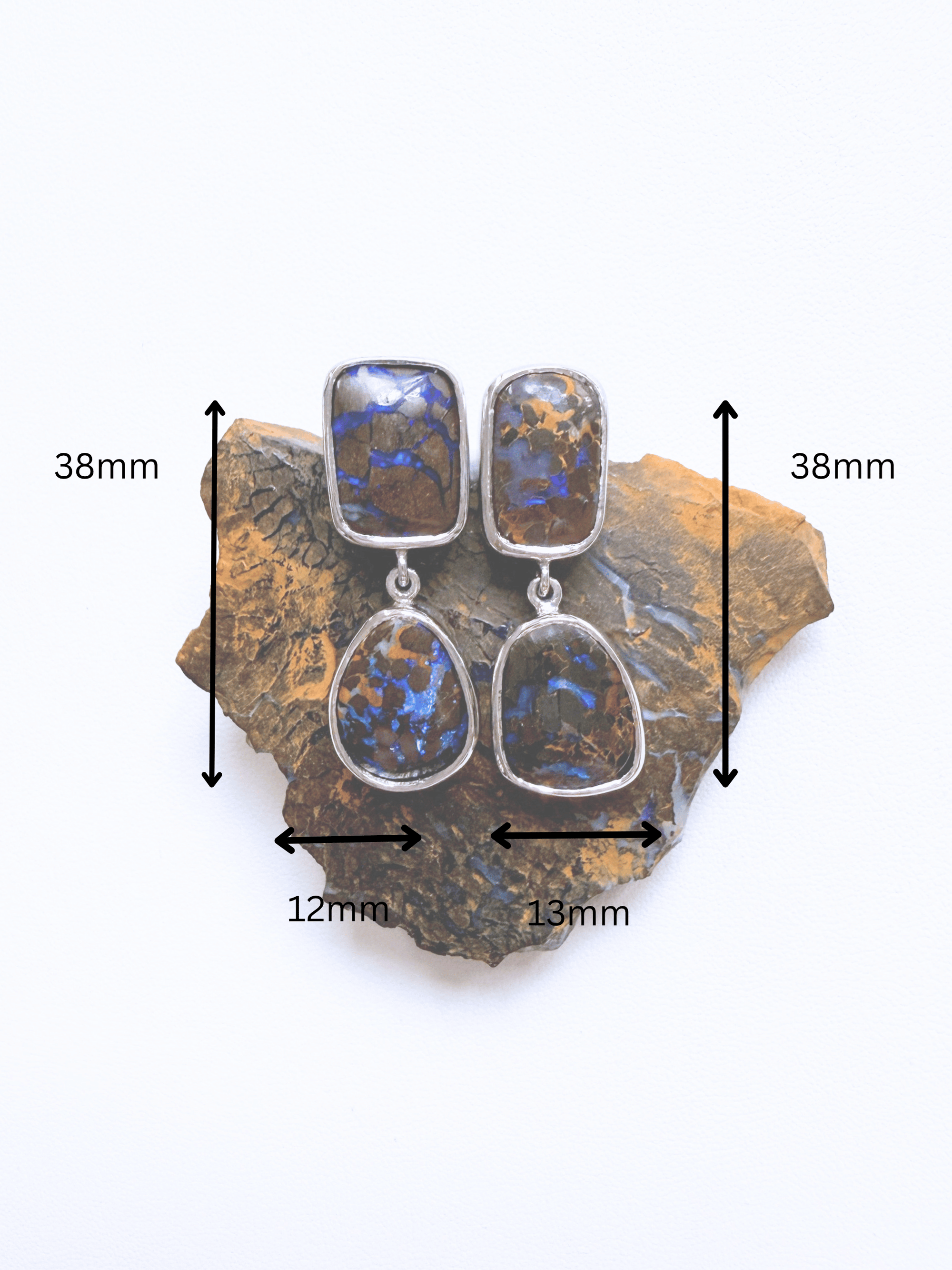 Boulder Opal Double Drop Silver Earrings