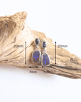Boulder Opal and Blue Australian Sapphire Silver Drop Earrings