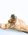 Freeform Boulder Opal and Diamond Silver Ring