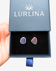 Boulder Opal Blue Pinfire Silver Stud Earrings