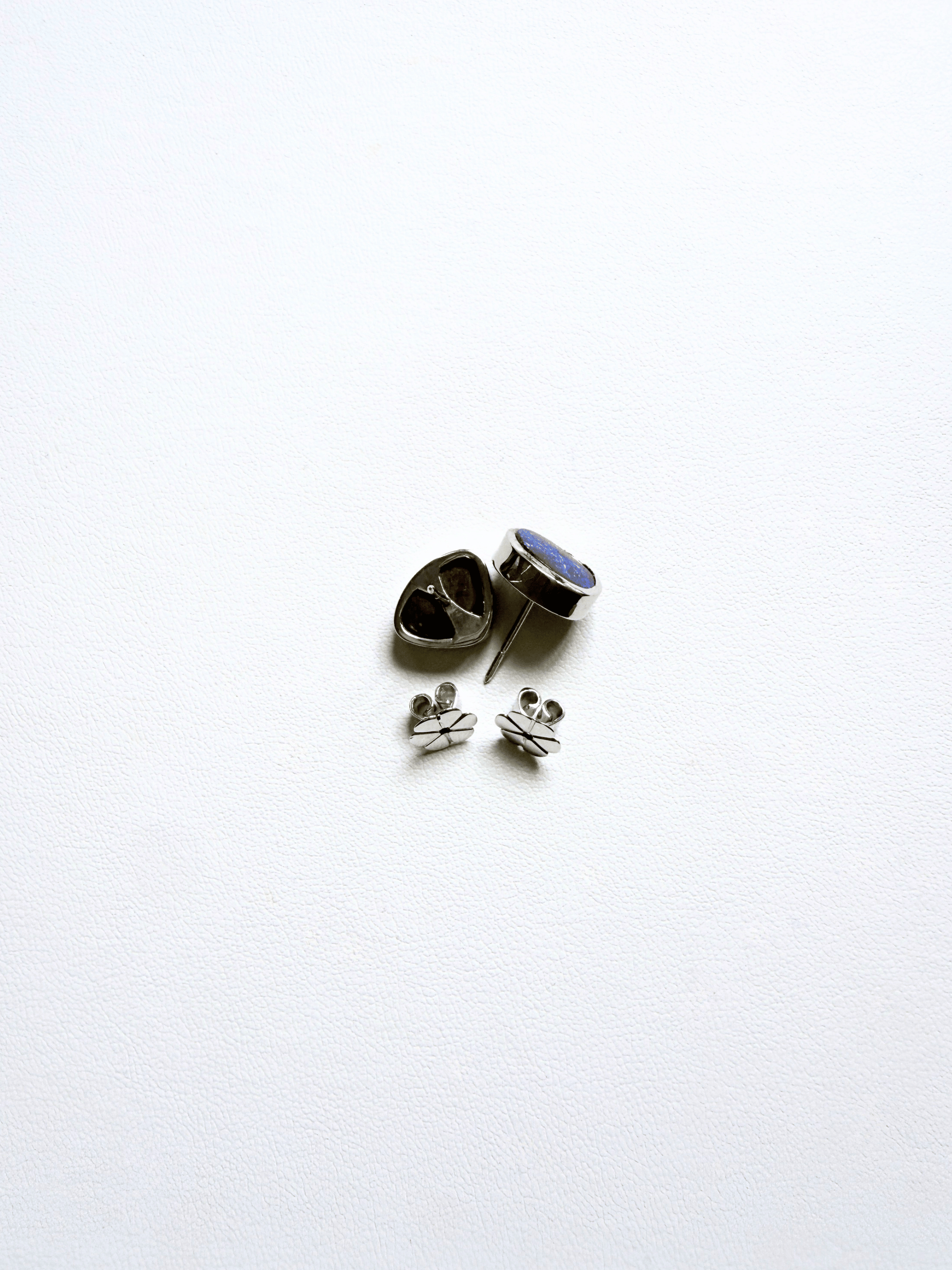 Boulder Opal Blue Pinfire Silver Stud Earrings