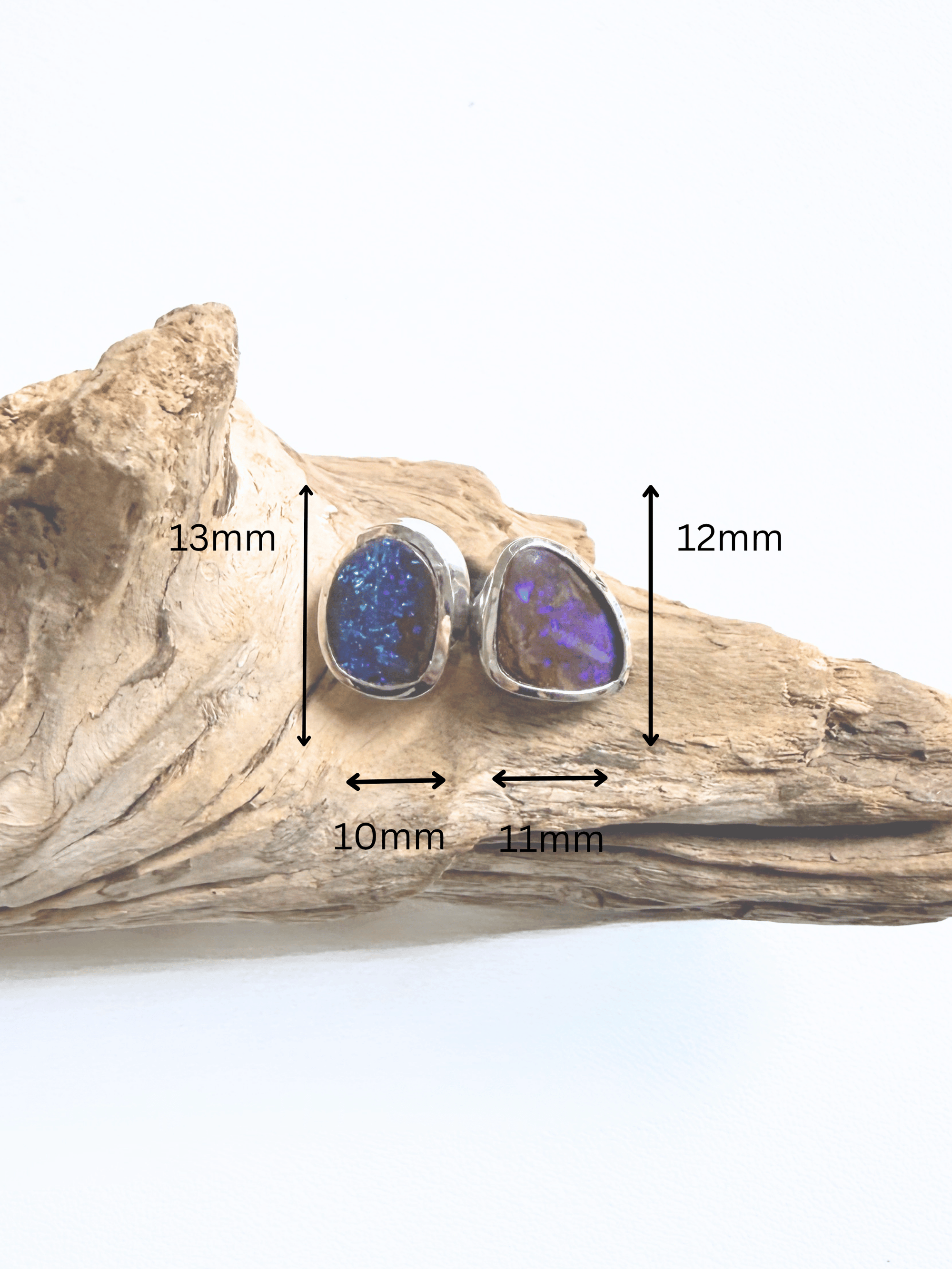 Boulder Opal Blue Pinfire Silver Stud Earrings