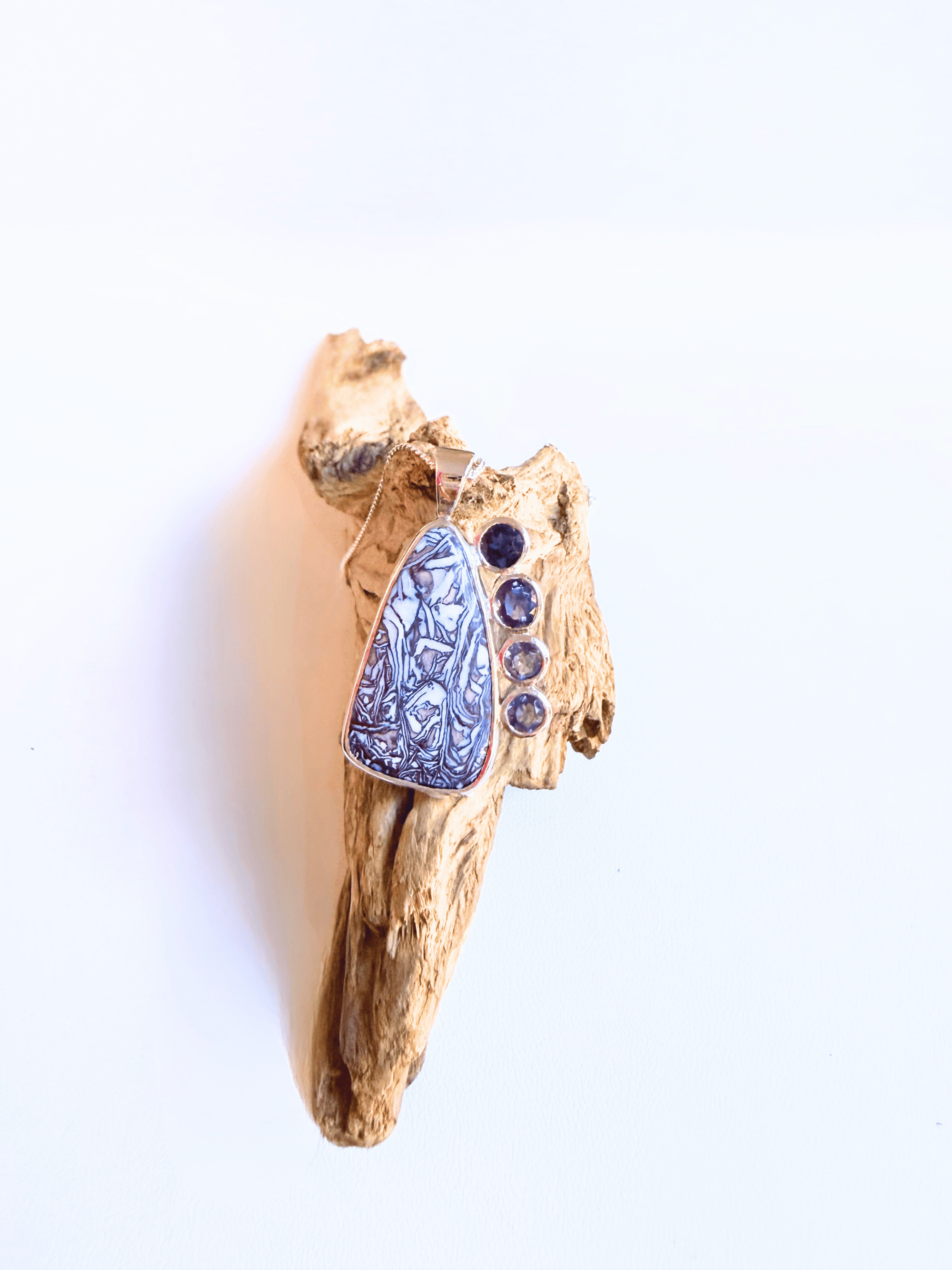 Iolite and Boulder Opal Silver Sail Pendant