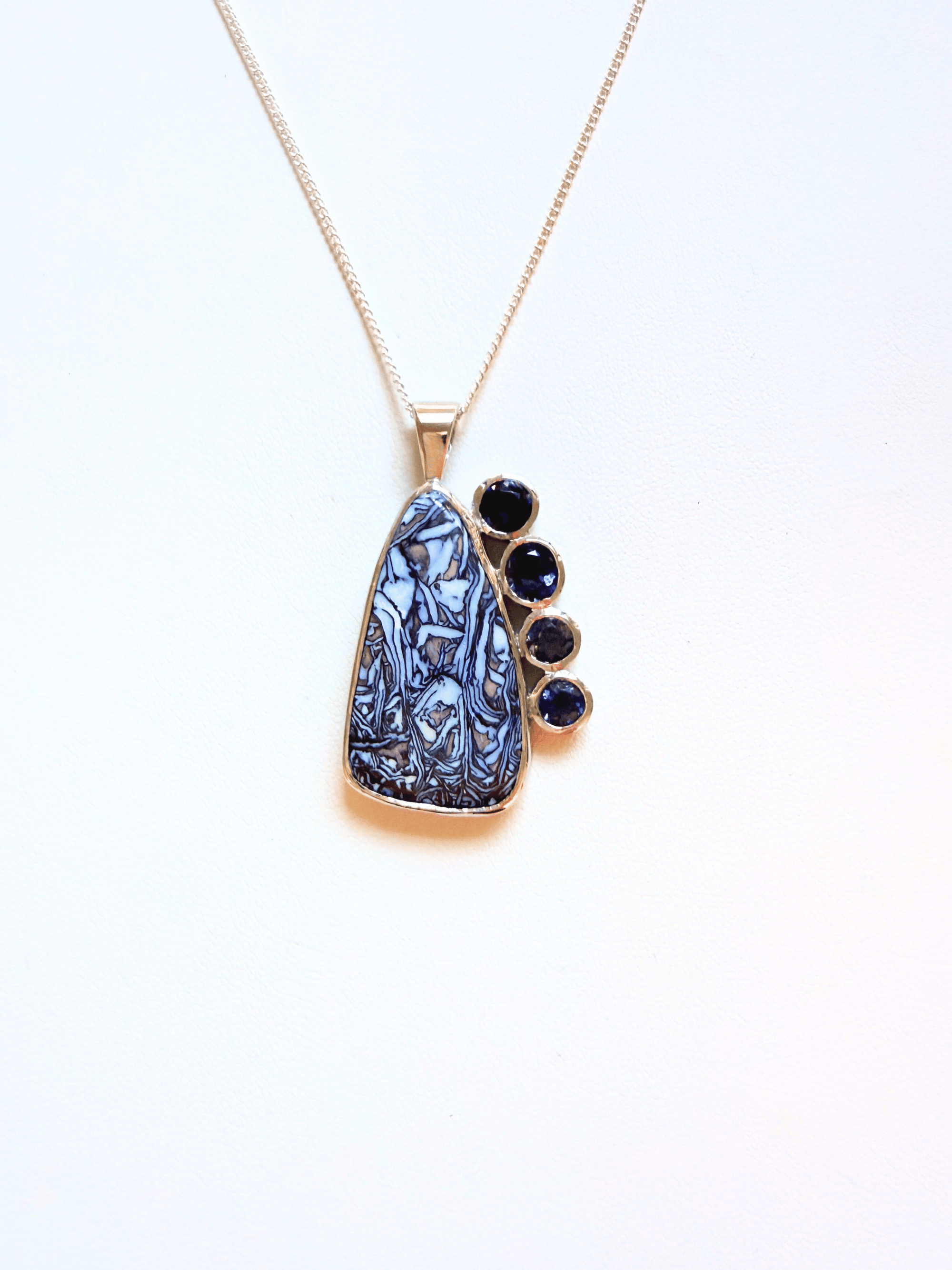 Iolite and Boulder Opal Silver Sail Pendant