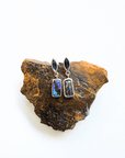 Boulder Opal and Blue Marquise Sapphire Silver Drop Earrings