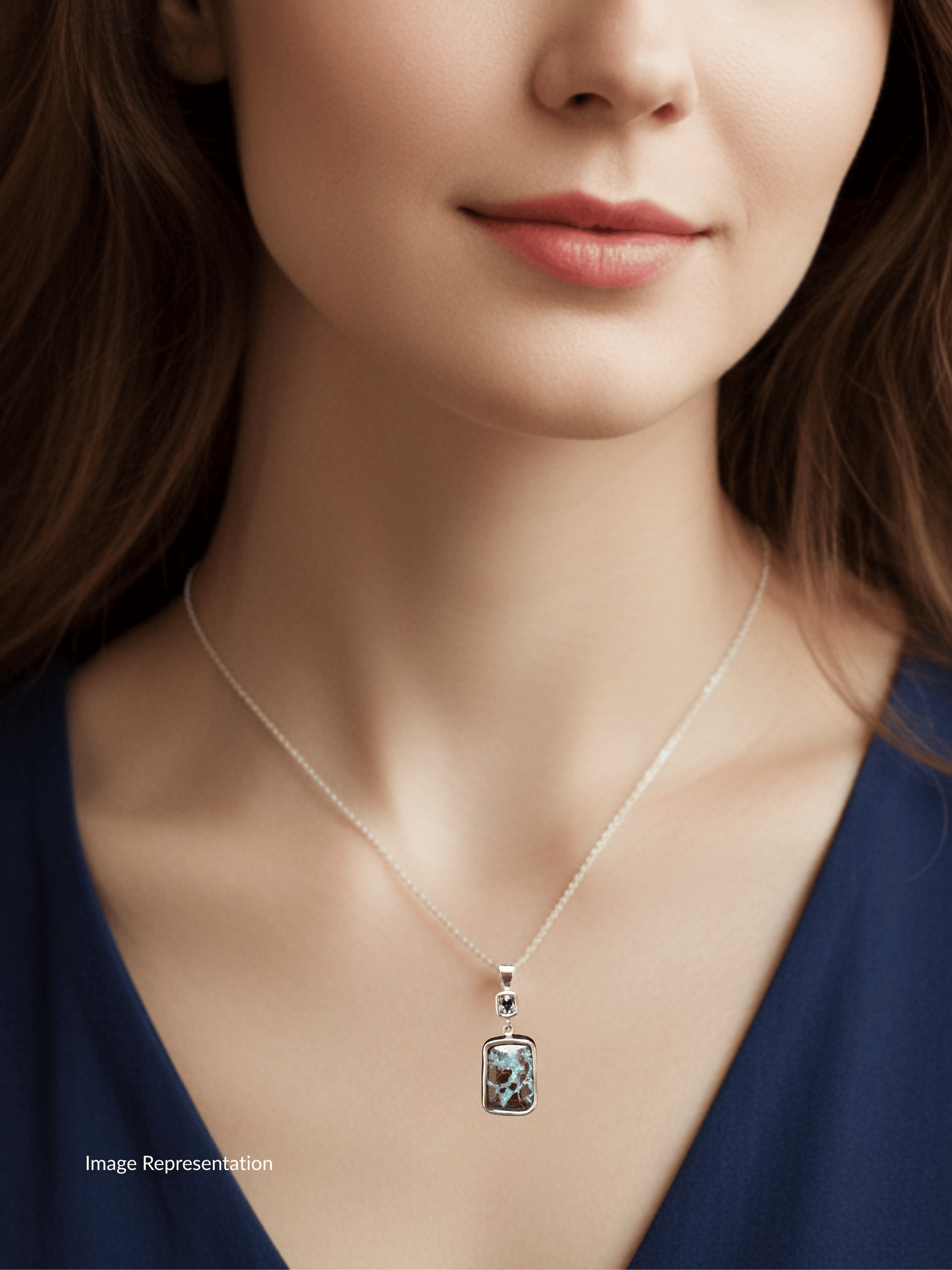 Freeform Boulder Opal and Iolite Silver Pendant