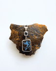 Freeform Boulder Opal and Iolite Silver Pendant