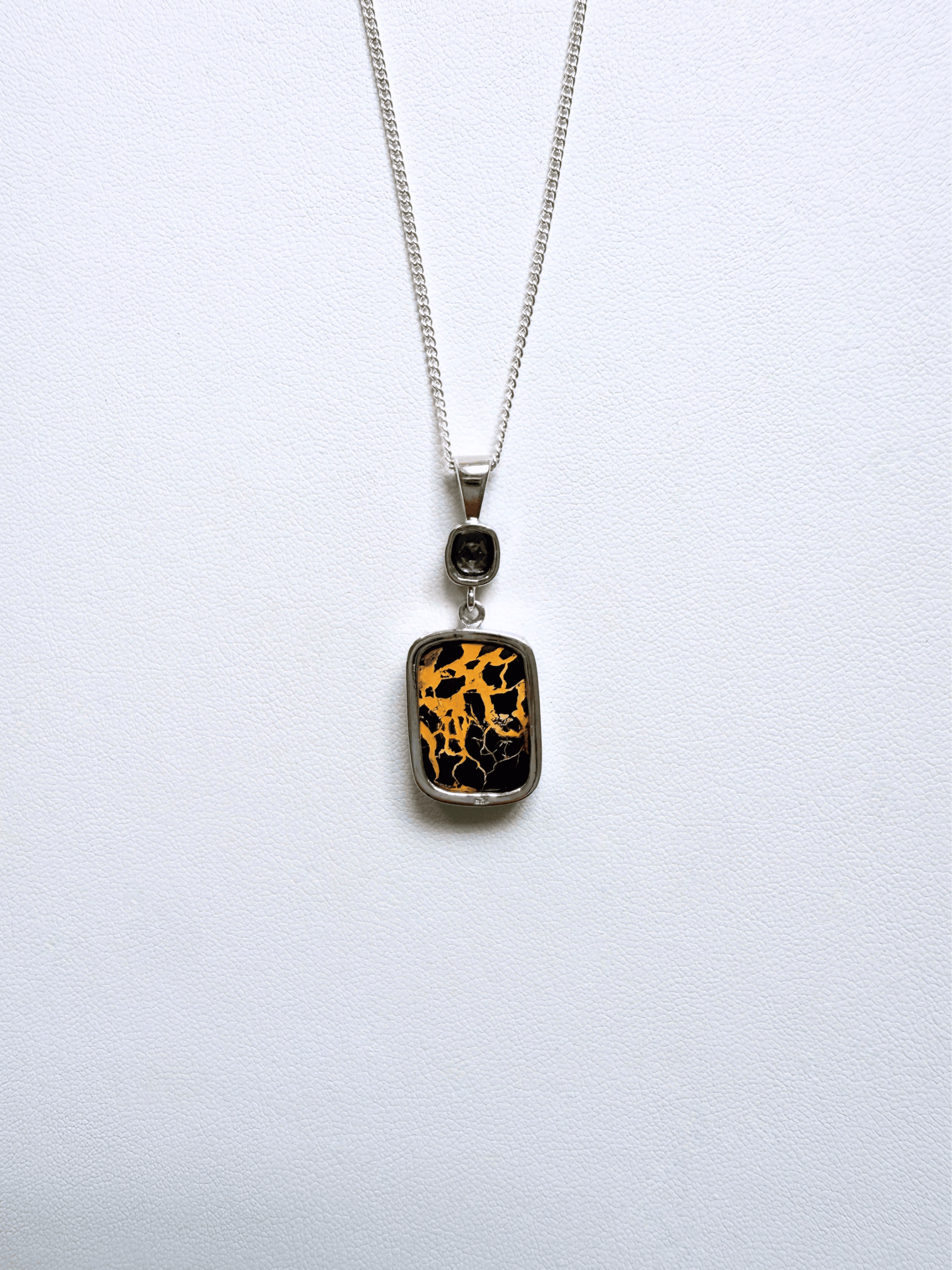 Freeform Boulder Opal and Iolite Silver Pendant