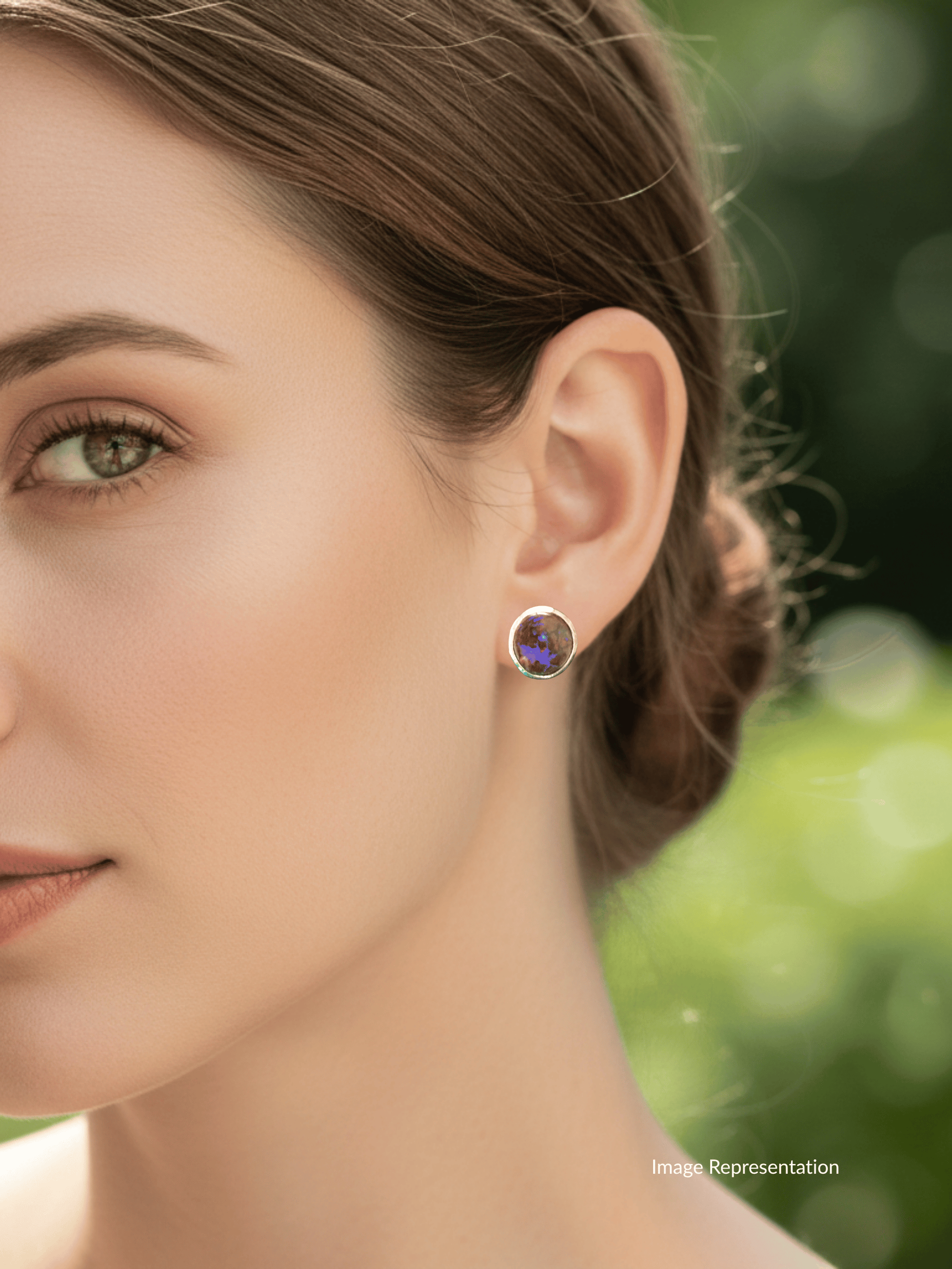 Boulder Opal Blue Matrix Silver Stud Earrings