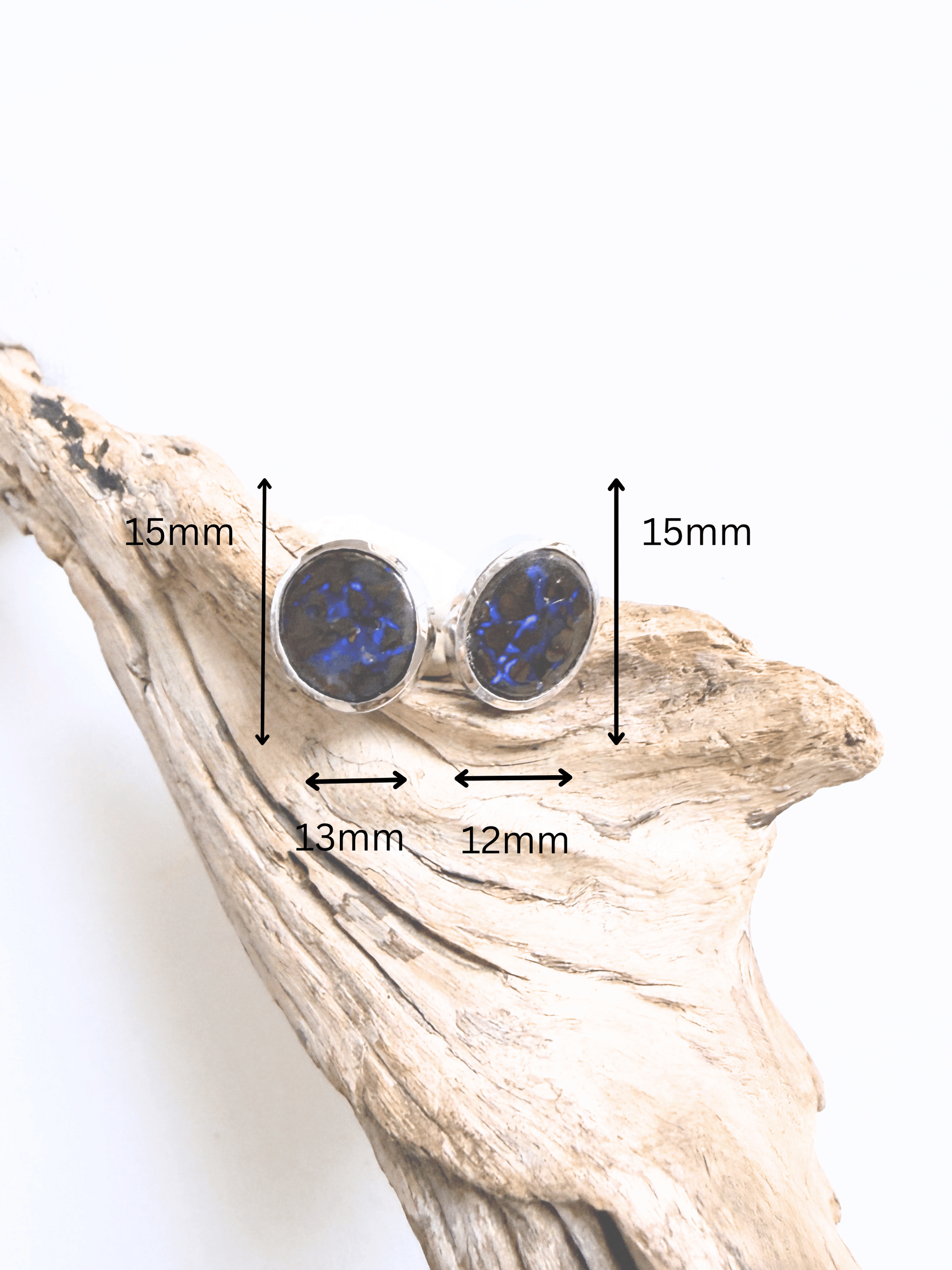 Boulder Opal Blue Matrix Silver Stud Earrings