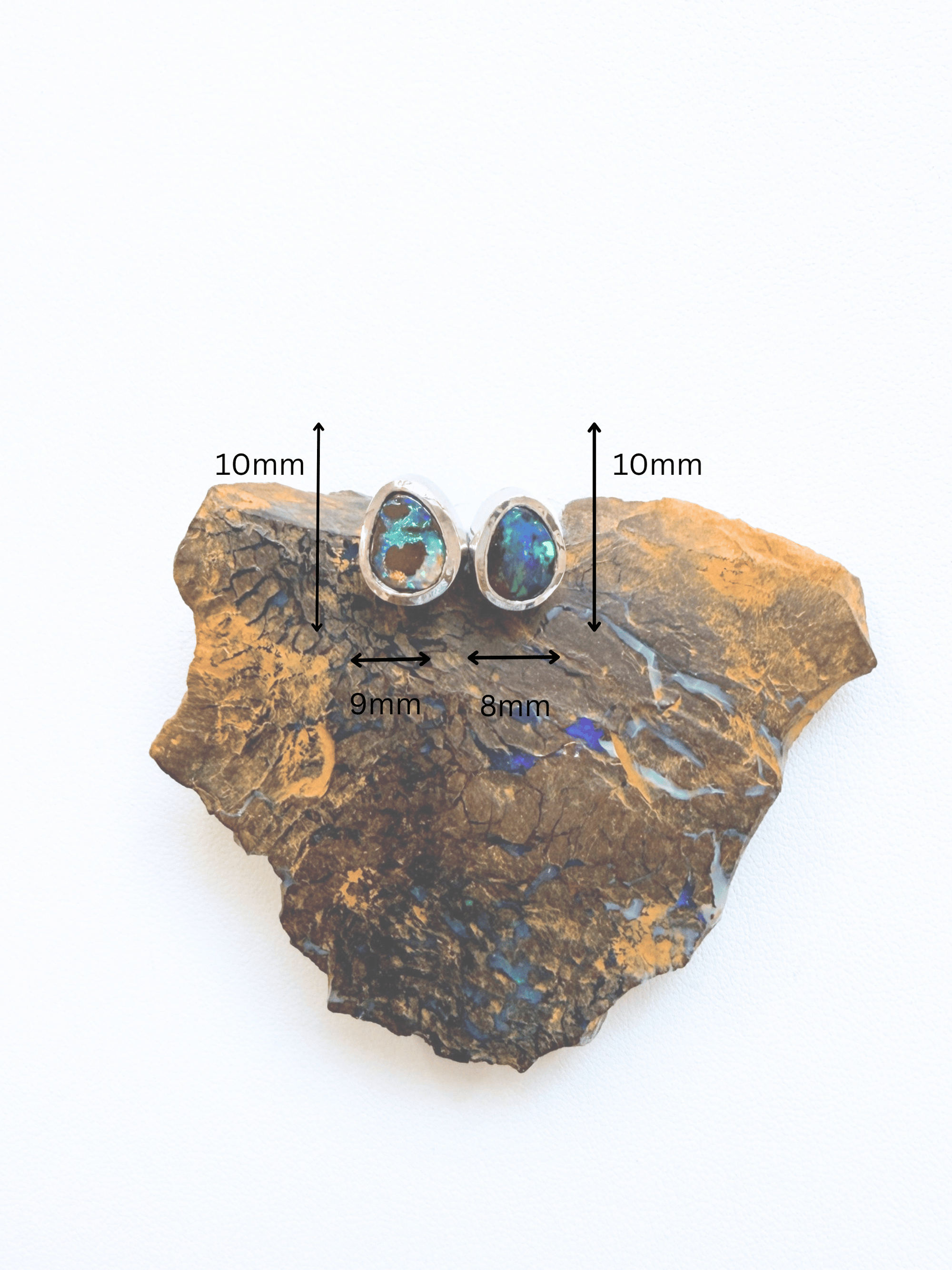Boulder Opal Teardrop Silver Stud Earrings