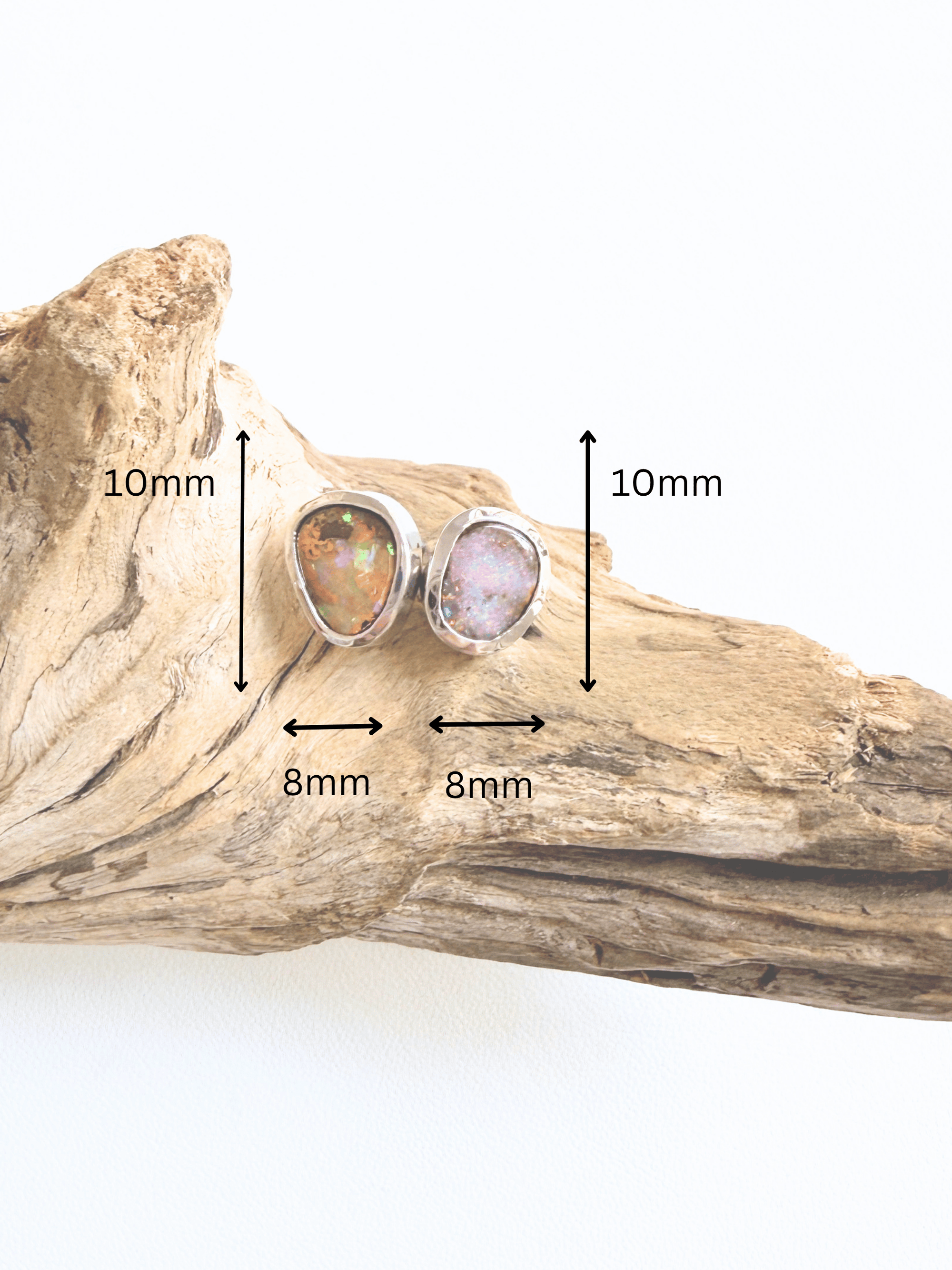 Boulder Opal Mixed Sparkle Silver Stud Earrings