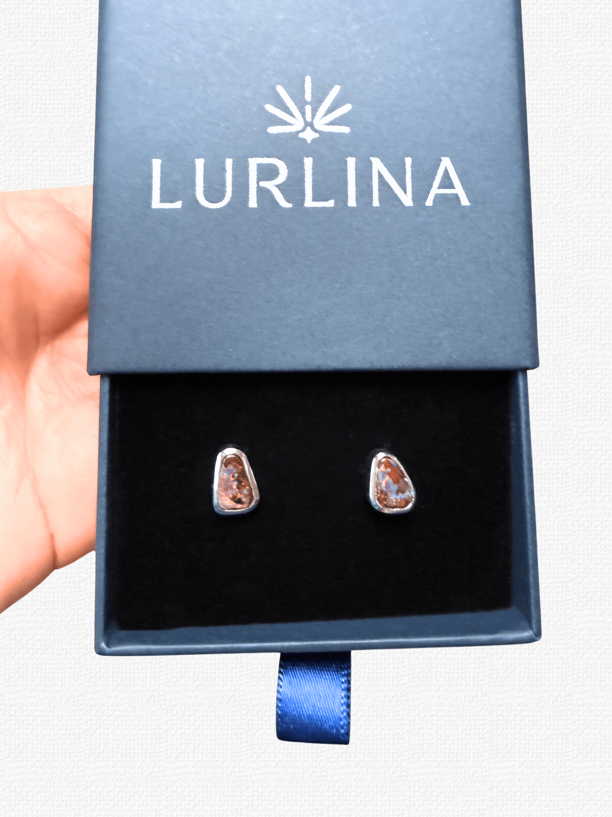 Boulder Opal Teardrop Sparkle Silver Stud Earrings