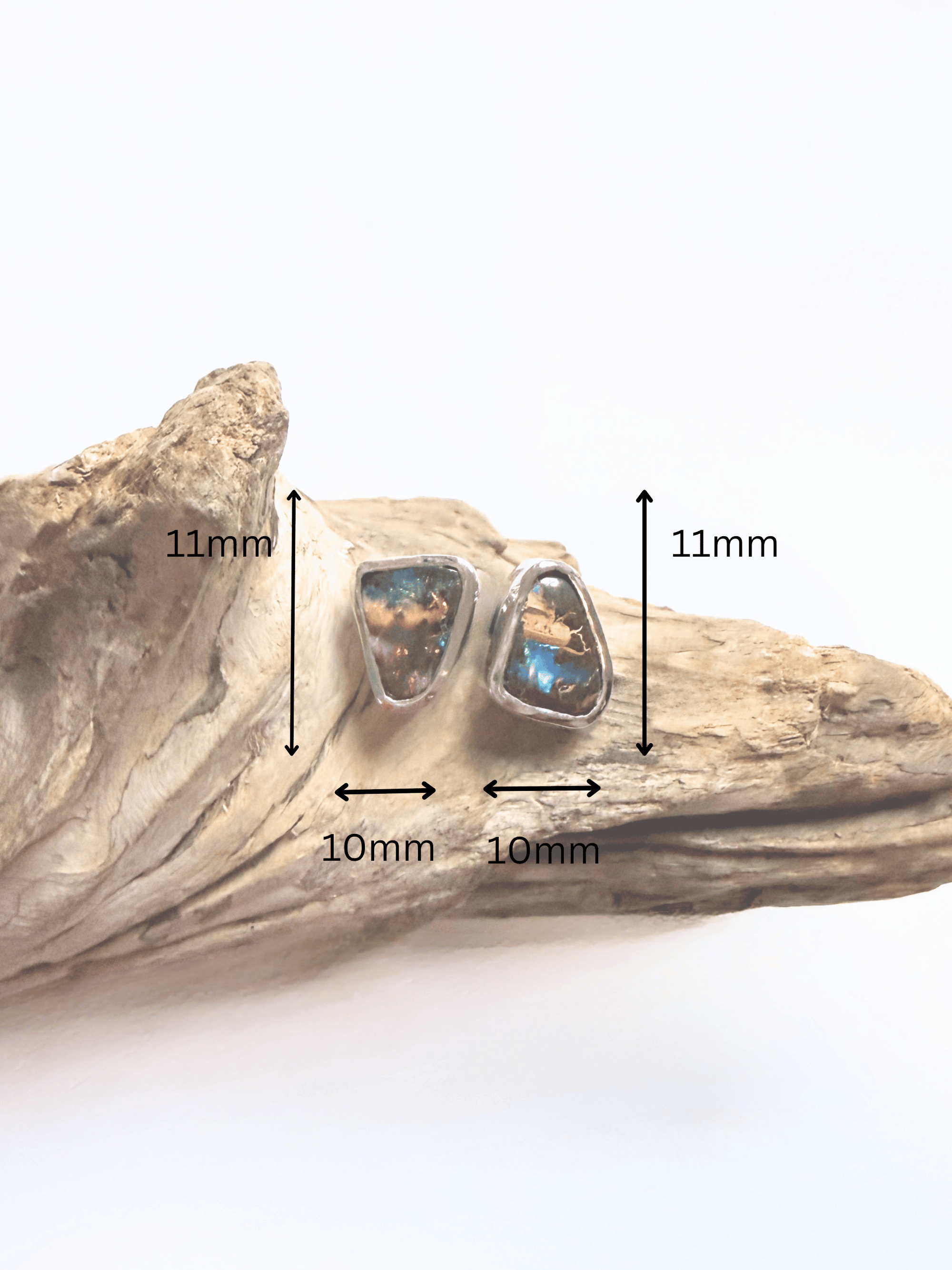 Boulder Opal Picture Silver Stud Earrings