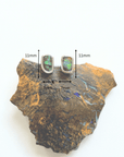 Boulder Opal Rectangle Silver Stud Earrings