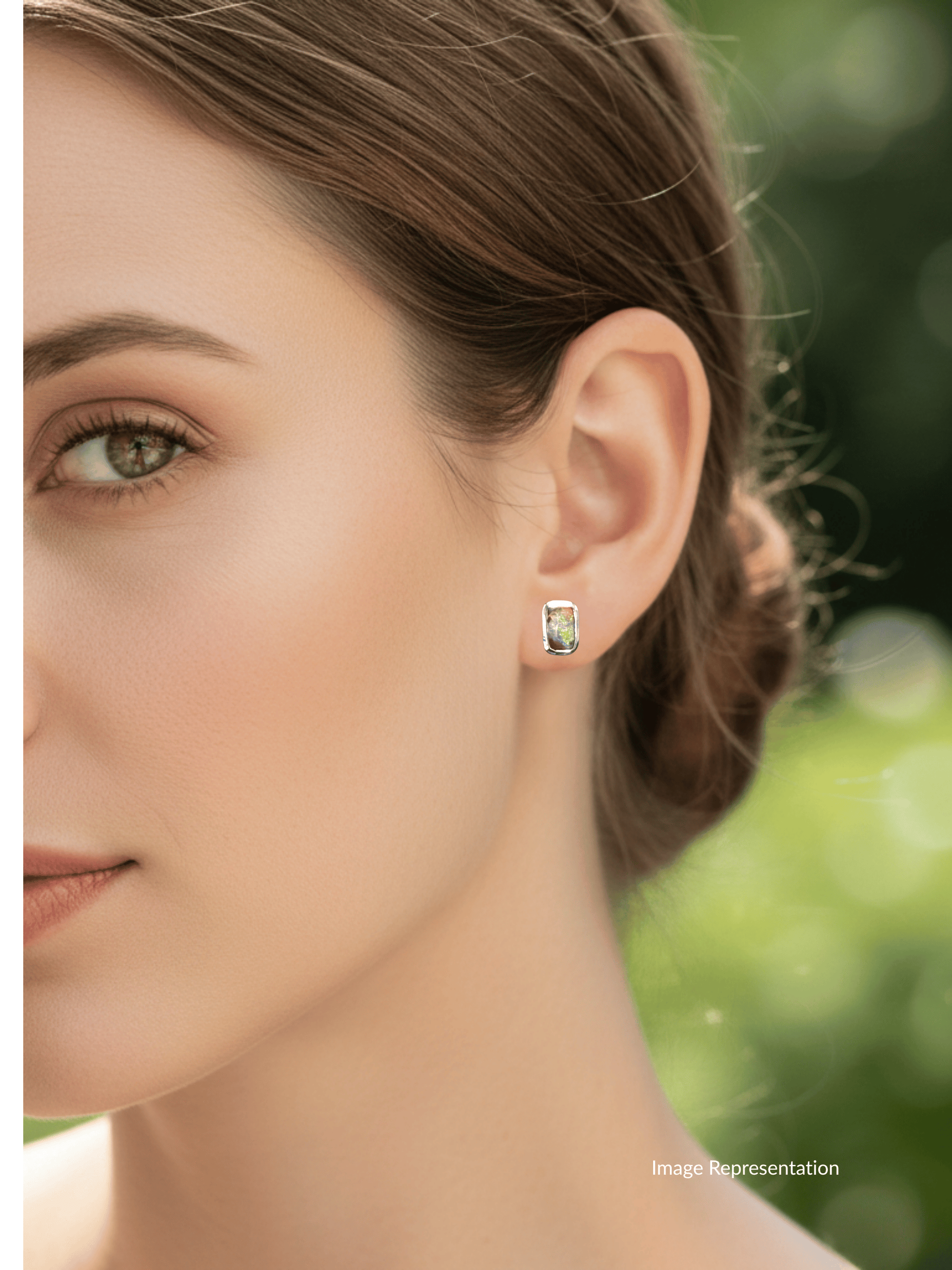Boulder Opal Rectangle Silver Stud Earrings