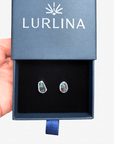 Boulder Opal Green Sparkle Silver Stud Earrings