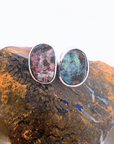 Sculptured Boulder Opal Silver Stud Earrings