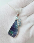 Boulder Opal Silver Sail Pendant with Aquamarines