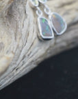 Boulder Opal Drop Silver Earrings with Bright Green Sapphires video