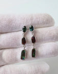 Boulder Opal and Sapphire Triple Drop Silver Earrings