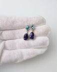 Boulder Opal and Blue Zircon Drop Silver Earrings