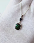 Boulder Opal with Blue Sapphire Silver Drop Pendant