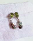 Boulder Opal and Peridot Silver Drop Earrings