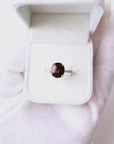 Garnet Solitaire Sparkle Silver Ring