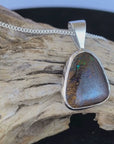 Boulder Opal Triangle Silver Pendant video