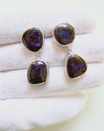 Boulder Opal Blue Double Drop Silver Earrings