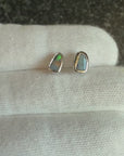 Boulder Opal Pale Sparkle Silver Stud Earrings
