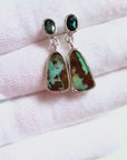 Boulder Opal and Australian Blue Sapphire Drop Silver Earrings