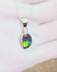 Boulder Harlequin Opal and Diamond 18K White Gold Pendant