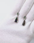 Boulder Opal and Pale Green Sapphire Drop Silver Earrings