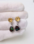 Boulder Opal and Citrine Drop Silver Earrings