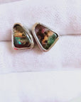 Boulder Opal Picture Silver Stud Earrings